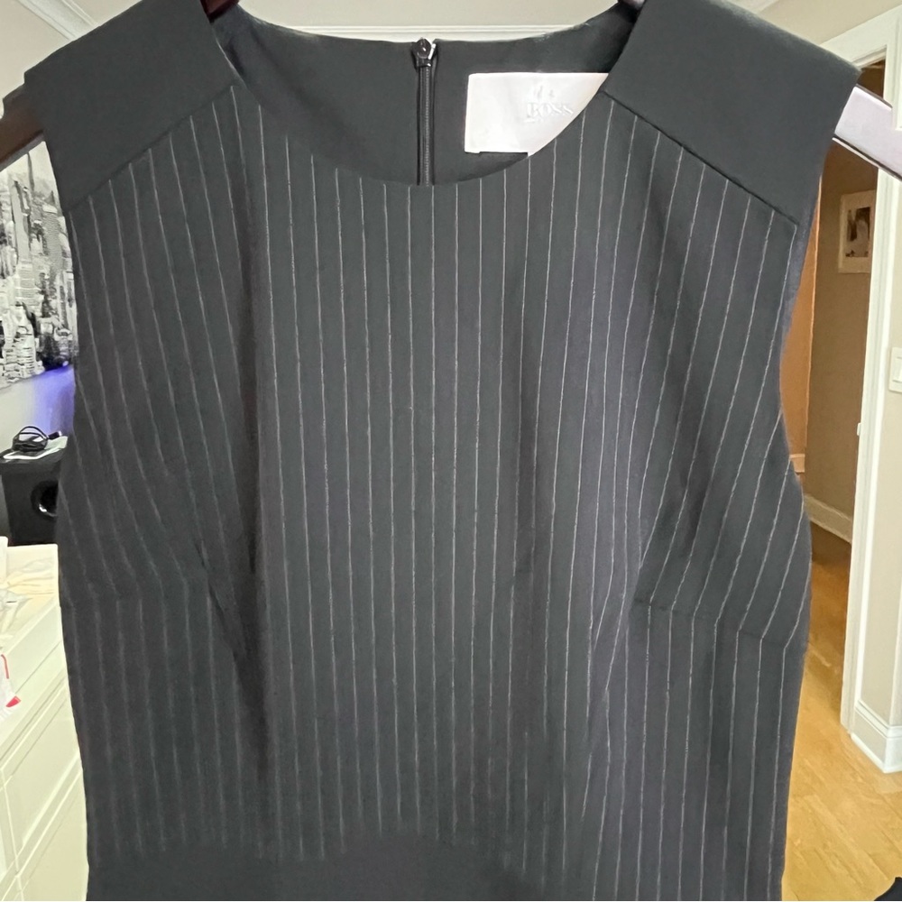 Boss Black Pinstripe Sleeveless Dress size 2